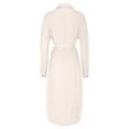 thumbnail image 4 of Oplxuo Womens Sexy Long Sleeve Ruched Shirt Dresses Elegant Tie Front Button Down Business Party Midi Dress, 4 of 5