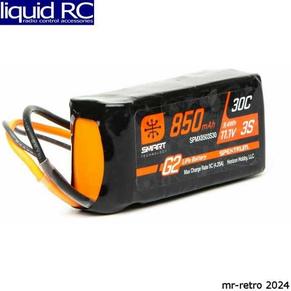 Spektrum Accessories 850mAh 3S 11.1V Smart G2 30C IC2 SPMX8503S30 Airplane Batteries