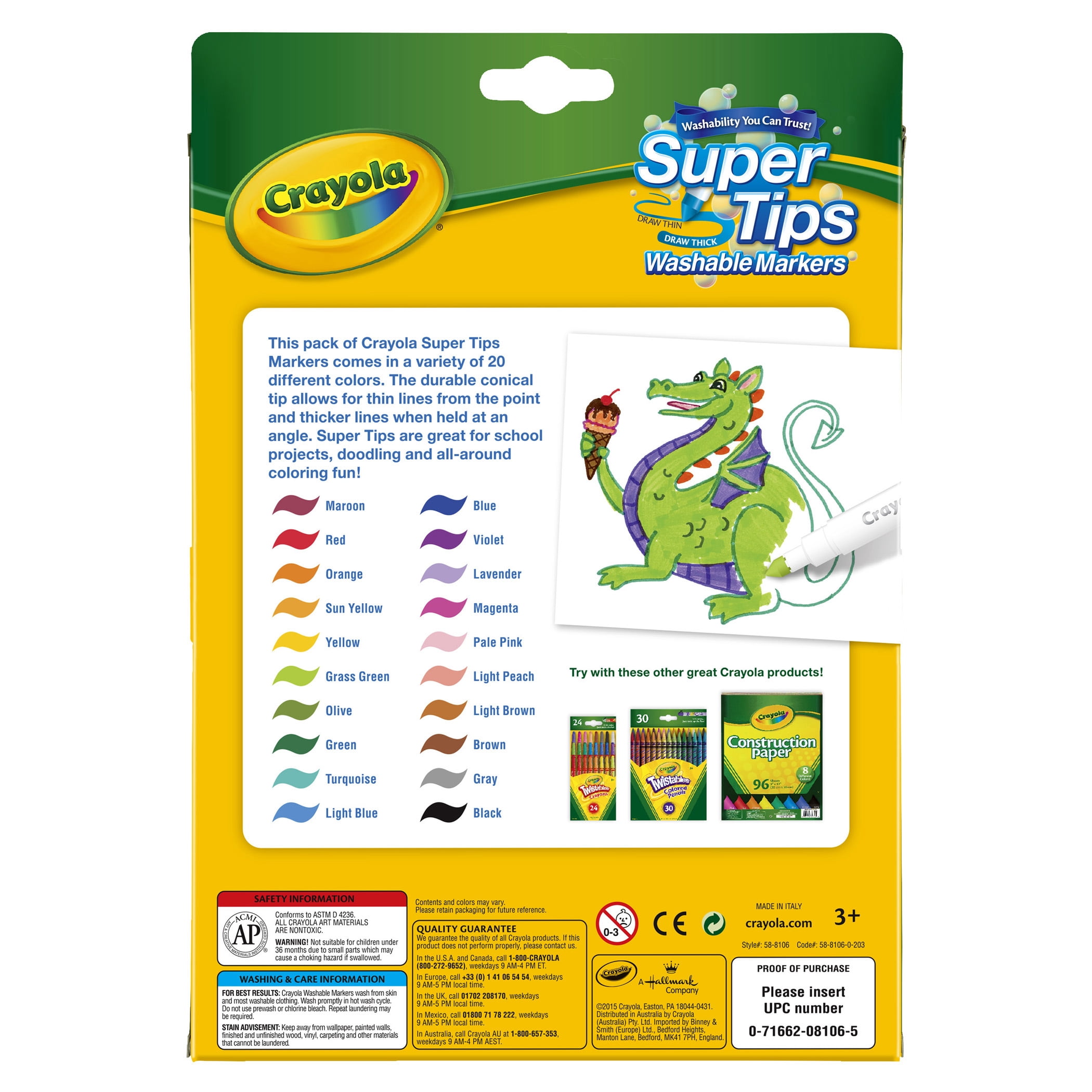 Washable Super Tips Markers, 20 Count | Bundle of 5 Packs