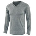 thumbnail image 1 of Dagugfen Gym Tops for Men Long Sleeve V Neck Slim Comfy Training Cycling Workout Shirts Solid Color, 1 of 8