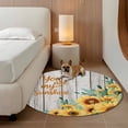 thumbnail image 2 of Sunflower Round Area Rug 5Ft Washable Circle Rugs for Living Room Bedroom, Summer Botanical Elegant Floral Wooden Non-Slip Carpet Floor Mats Indoor Outdoor Carpet Runner Aesthetic Home Decor, 2 of 8