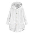thumbnail image 2 of BiZtdJrK Fleece Jackets for Women 2025 Oversized Button Down Hooded Cardigan Solid Color Long Sleeve Fuzzy Plush Hoodie Coats with Pockets Limited Time Sales of the Day White S, 2 of 4