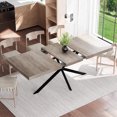 thumbnail image 3 of 55.11" - 70.86" Retro Rectangular Extendable Dining Table with Hidden Storage, Grey Carole Top With Same Color Embossed Center Plate,for Dining Room, Kitchen & Living Room,Gray, 3 of 12