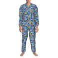 thumbnail image 3 of Fotbe Cute Flat Fish Pijama de Hombre con Estampado de Manga Larga, Conjunto de 2 Piezas, Ropa de Dormir Suave y Cómoda con Bolsillos-Large, 3 of 7