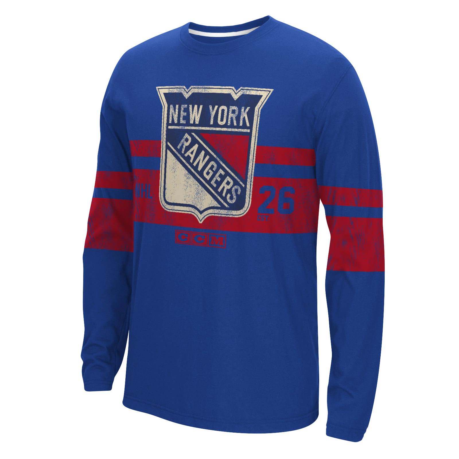 New York Rangers Distressed Logo Long Sleeve Shirt for Women