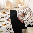 thumbnail image 5 of Catabedysis Retro Camping 7-Piece Twin Bedding,Campfire Guitar Print Bedding Comforter Set For Boys,Beige Black,Black Reversible, 5 of 7