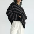 thumbnail image 2 of Women's Oversized Striped Knit Sweater Soft Chunky Pullover with Long Sleeves, Casual Loose Fit, 2 of 5