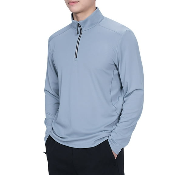Jgppe Men's Long Sleeve Shirts 1/4 Zip up Stretch Knit Pullover T-Shirts Casual Sports Top