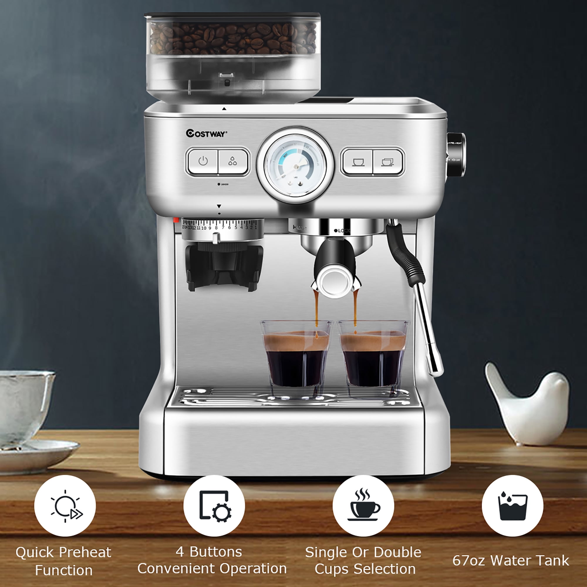 COSTWAY Coffee Maker, 1000W Portable Auto Shut off 2-in-1 Coffee Maker –  AERii