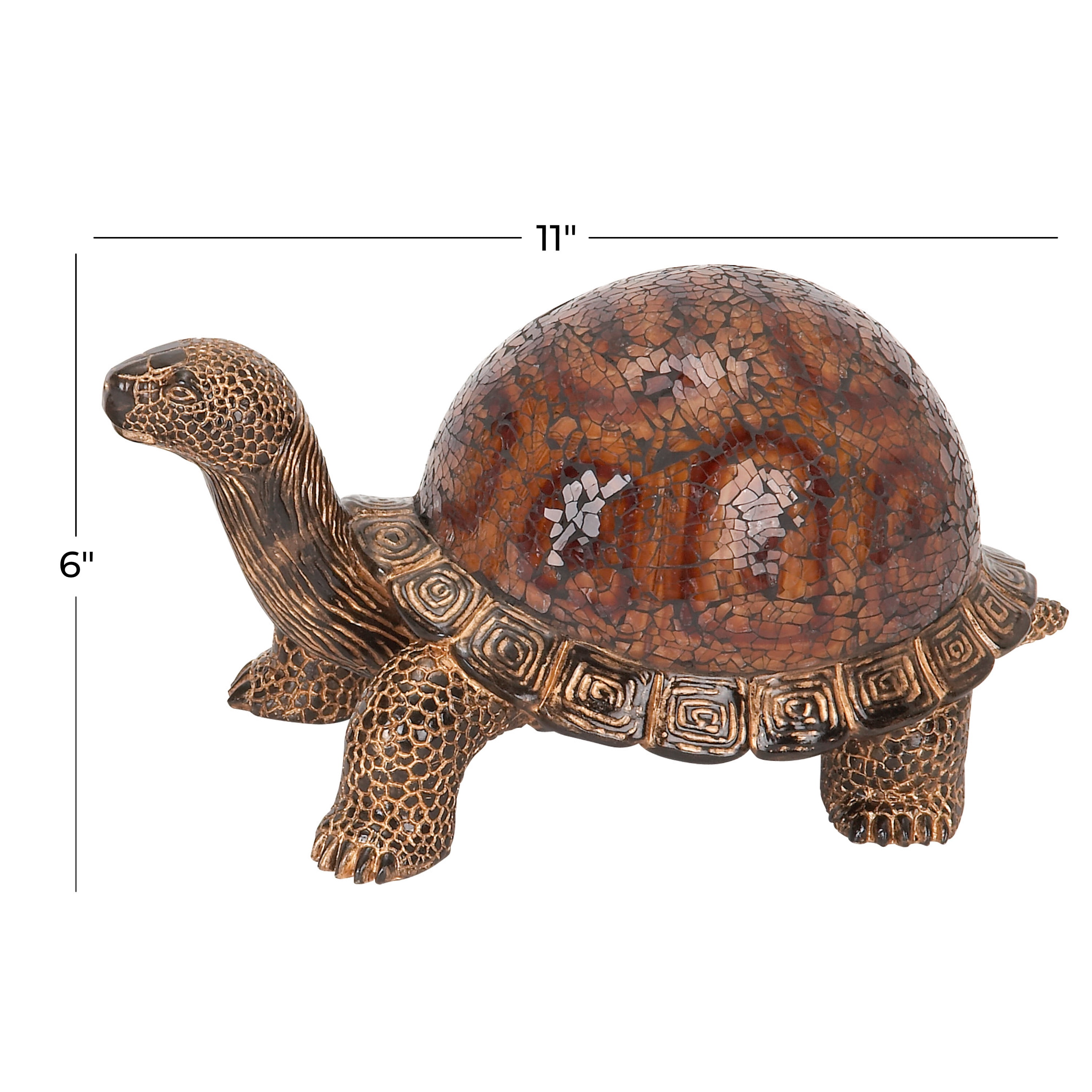 11" x 6" Brown Polystone Turtle Sculpture, by DecMode