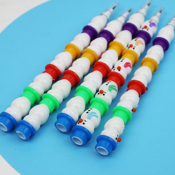 HONMEET Snowman Shaped Plastic Pencils, Assorted Colors, 5 Pack, 5.50 x 0.39 x 0.39 inches, Fun Kids Stationery