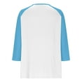 thumbnail image 5 of Delliss Women's Color Block 3/4 Sleeve V Neck Button T-Shirt, 5 of 9