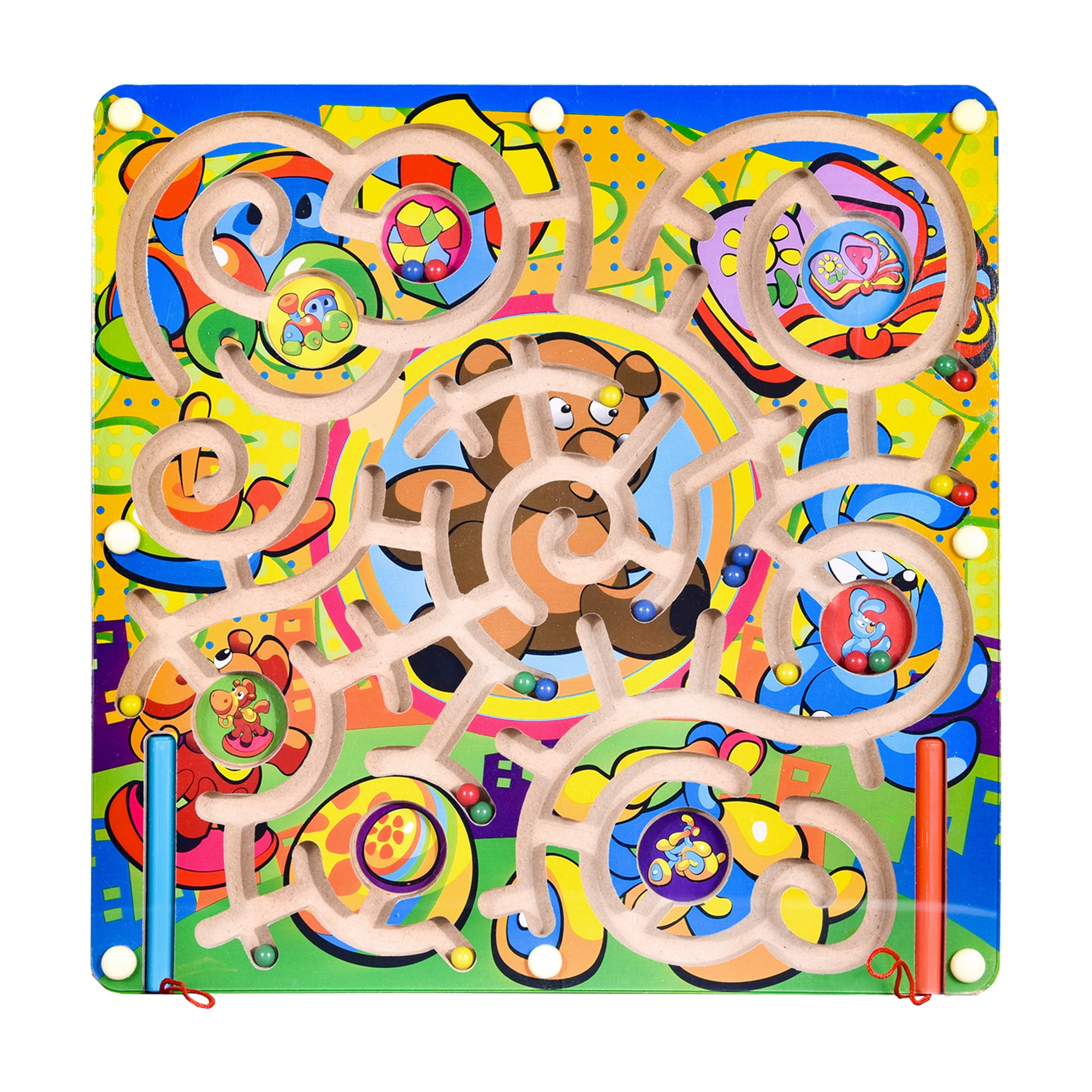 Fiaya Kids Wood Funny Animals Fruits Magnetic Maze Puzzle Intelligence Development Game Toys 