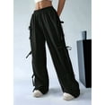 thumbnail image 5 of Women'S Loose Sweatpants Elastic Waist Casual Wide Leg Pants with Pockets Y2K Travel Pants Black L, 5 of 9