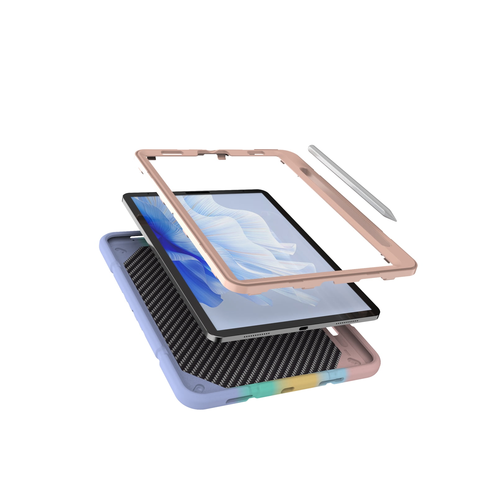 Allytechgroup Case for Apple iPad Air 11 Inch M4 M3 M2 2026/2025/2024, Rugged Tablet Case with Kickstand Pencil Holder Logo Hole Kids Friendly TPU + PC Cover, Colourfulblue