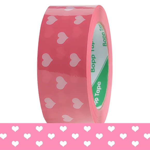 Cinta de embalaje Arvakr corazón rosa 4,5 cm x 100 m
