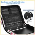 thumbnail image 4 of Zipper Binder with Shoulder Strap 2 inch 3 Ring Waterproof File Folder Organizer Bag 500 Sheet Pink Roses and Red Hearts, 4 of 8