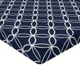 thumbnail image 2 of Ambesonne Navy Fitted Sheet, Trellis Inspired Circles, Queen Size, Indigo and White, 2 of 3