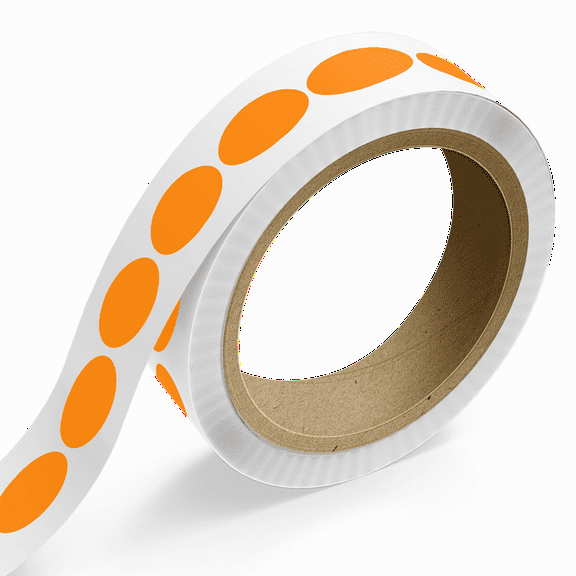 JAM Paper Standard Label Rolls, Oval, 1 x 2, Neon Orange, 125 Labels/Roll