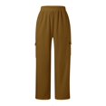 thumbnail image 4 of Gibobby Pantalones tipo cargo para mujer petite casual Pantalones de mujer diarios para el al libre con cintura elástica y bolsillos laterales(Café,M), 4 of 5