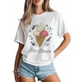 thumbnail image 2 of Women's T-Shirt Ice Cream Hand-drawn Illustration Short Sleeve Casual Tee Classic Crew Neck T Shirt for Women White, M, 2 of 7