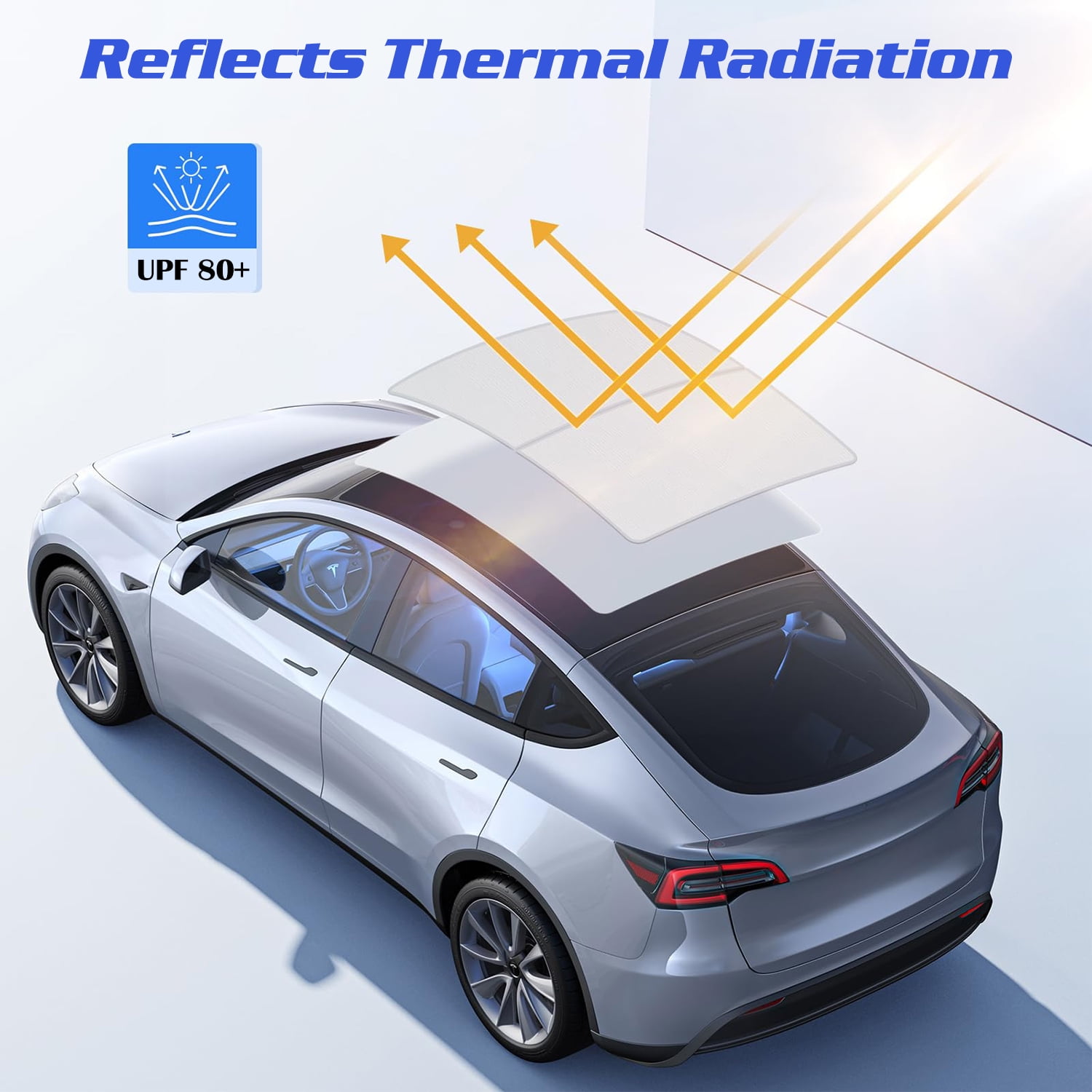 ASTRAEA Sunshade Roof for Tesla Model Y 2024-2020 [No Gaps, No Sag] Foldable Glass Roof Sun Shade Heat Insulation for Tesla Model Y, Grey
