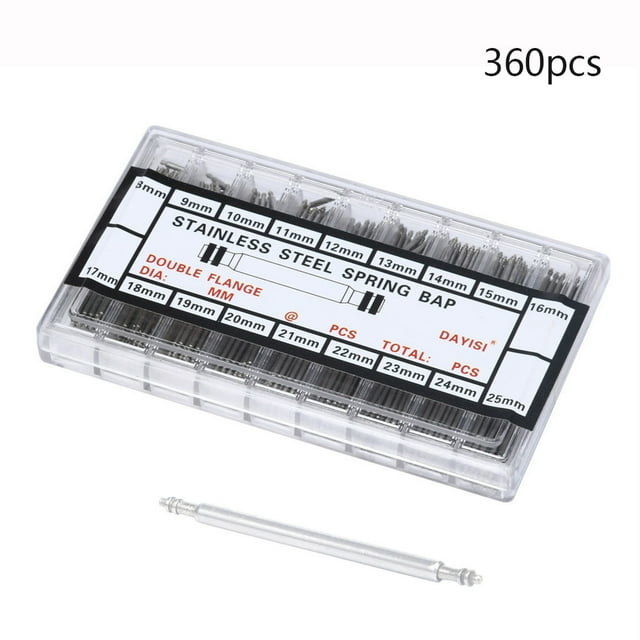 360 Pcs Barres de Ressort en Acier Inoxydable pour Bracelet de Montre 8-25mm Kit de Réparation