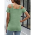 thumbnail image 5 of Womens Cold Shoulder Tops for Women Summer Sexy Cut Out Tops Short Sleeve Criss Cross Casual Shirts, 5 of 6