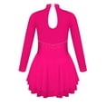 thumbnail image 4 of iEFiEL Girls Long Sleeve Dance Skirted Leotard Figure Ice Skating Gymnastics Leotard Dress Ballerina Dancewear Hot Pink 8, 4 of 7