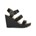 thumbnail image 3 of Sun + Stone Womens Siennaa Faux Leather Strappy Wedge Heels, 3 of 3