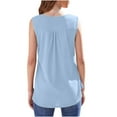 thumbnail image 5 of Summer Casual Loose Tank Tops for Women O Neck Buttons Pleated Solid Loungewear Flowy Tees Blue,M, 5 of 6