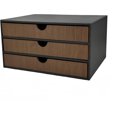 thumbnail image 2 of Leather Desk Organizer with 3 Drawers,Executive Office Supplies Desktop Filing A4 File Cabinet/Holder,Stackable Storage Box for Jewelry/Bill/Paper/Documents/Makeup Home Decor Accessories(Black Cloth), 2 of 6
