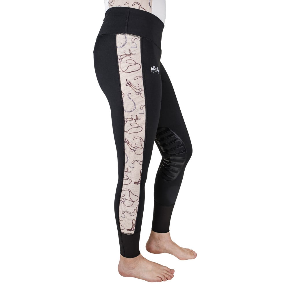 Equine Couture Ladies Equestrian Gear Tights- Black- X-Small