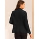 thumbnail image 3 of Chaqueta de oficina de trabajo de manga larga con cuello de solapa y ante sintético para mujer Negro S, 3 of 6