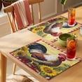 thumbnail image 4 of Vintage Rooster Placemats Set of 4 Sunflower Plaid Farmhouse Animals Place Mats Indoor Wipeable Table Mats Washable Cloth Dining Table Placemats for Kitchen Holiday Party Home Decor 13x19 Inch, 4 of 9