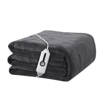 YAKEE Electric Heated Blanket 62"x84" Twin Size - Soft Warm Coral Fleece, 4 Heat Levels, 10 Hours Auto-off, Machine Washable with Overheat Protection, Gray
