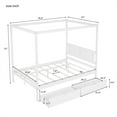 thumbnail image 7 of Canopy Bed Frame with 2 Drawers, Full Size Platform Bed, Wooden Canopy Bed with Headboard and 3 Center Supported Legs, Noise Free, No Box Spring Needed, White, 7 of 7