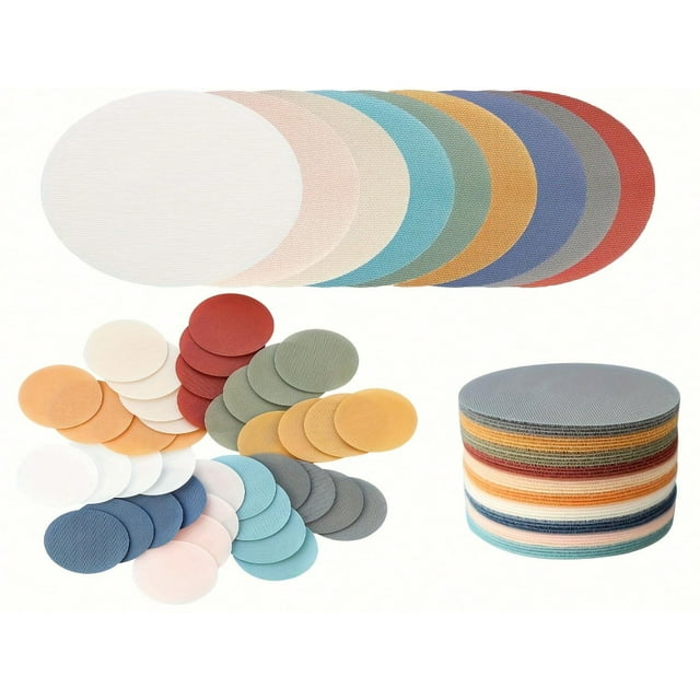 CHUANK Cunese 24 Pcs Polyamide Interlocking Tape Circle Spot Markers - 10.16 Cm Carpet Floor Dots For Classroom Games & Activities - Strong Adhesion Reusable Easy To Clean Free Handwr