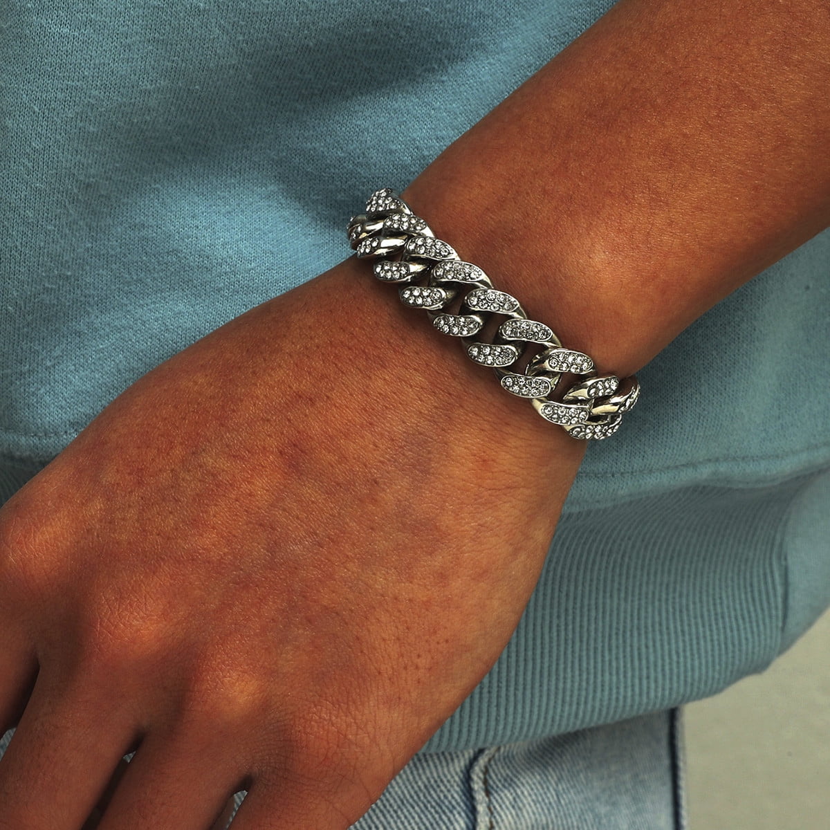 JikouIivo 12mm Cuban Link Bracelet Miami Gold Plated Hip Hop JikouIivo 12mm Cuban Link Bracelet Miami Gold Plated Hip Hop