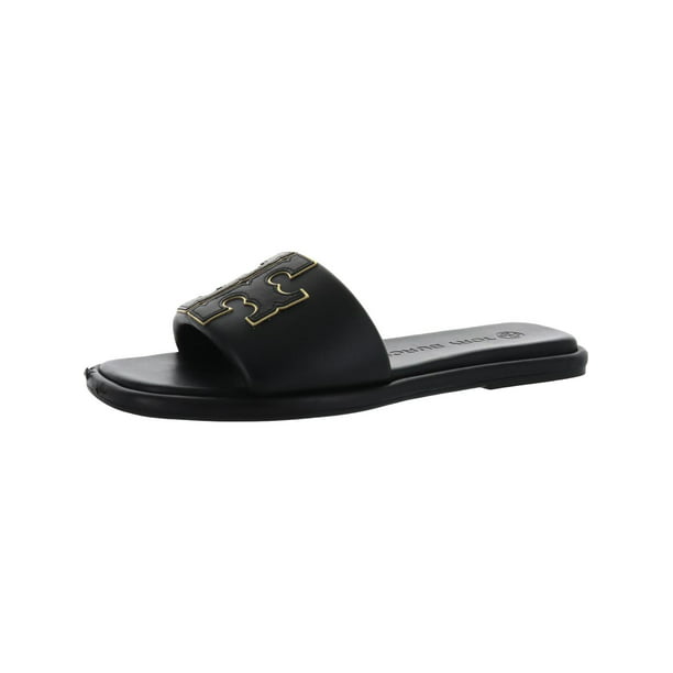 Tory Burch Womens Leather Square Toe Flat Sandals Black  Medium (B,M) -  