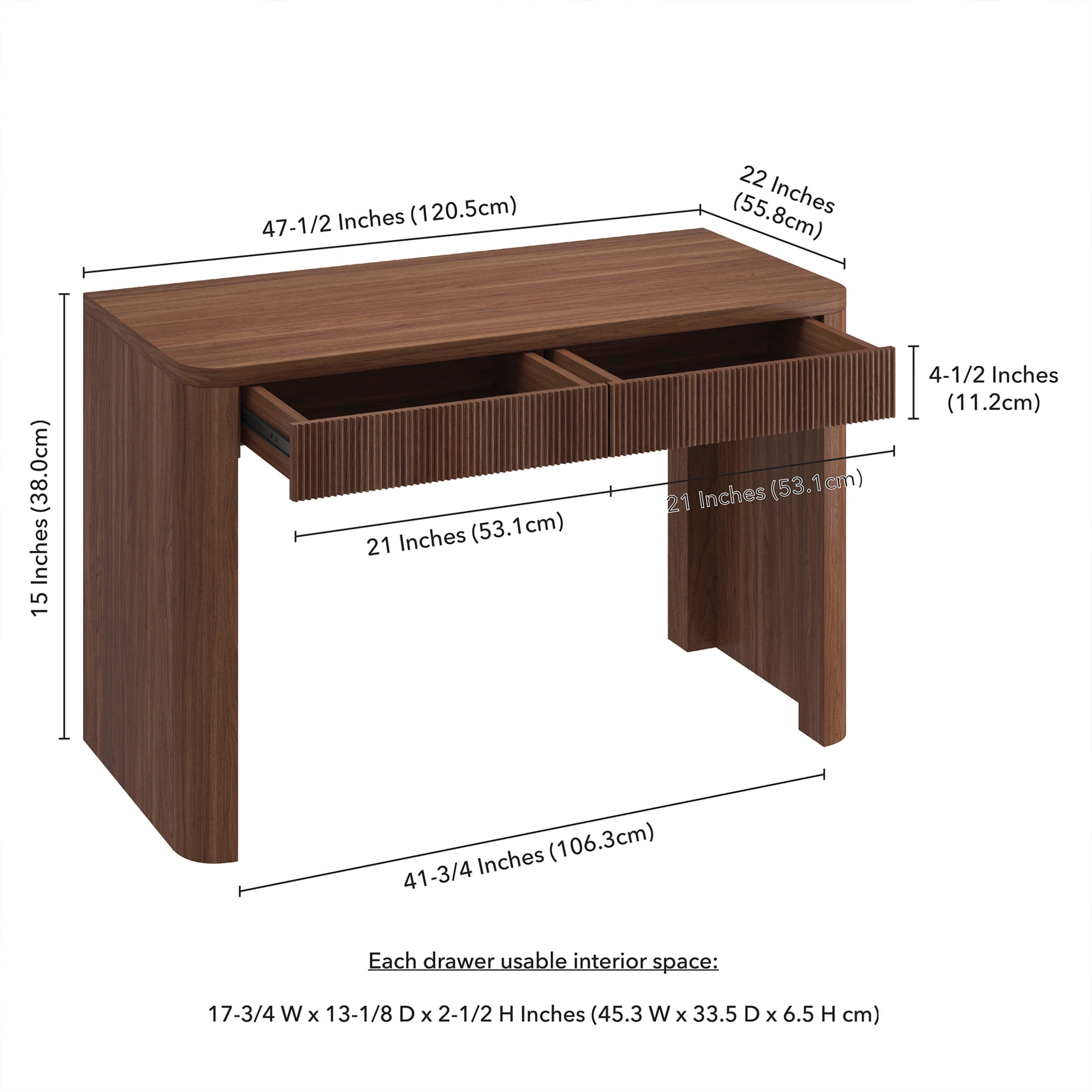 Evelyn&Zoe Modern/Contemporary 47.5" Wide Satin Walnut Home Office