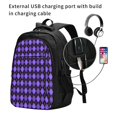 thumbnail image 2 of Fotbe purple argyle Mochila con Estampado y Puerto USB para Hombre y Mujer, Mochila Antirrobo, Mochila de Viaje, Mochila Escolar, Mochila Universitaria, 2 of 7