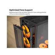 MONTECH HS01, ATX Mid-Tower PC Case, Gaming PC, High-Airflow, Reversible Layout, Mesh Front Panel, Sink-in Design, Toolless Panels, Black