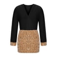 thumbnail image 5 of Mceream Women's Sequin Patchwork Bodycon Mini Dress, V-Neck Wrap Top, Sparkly Glitter, Club, Night Out, Party, Prom Black XL, 5 of 7