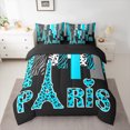 thumbnail image 2 of Homewish Fashion Eiffel Tower Teens Twin Bedding Sets 7-Piece, Modern Zebra Cheetah Print Bedding Comforter Set, Chic Cyan Polkadots Reversible Sheet Sets, Lightweight Room Decor, 2 of 7