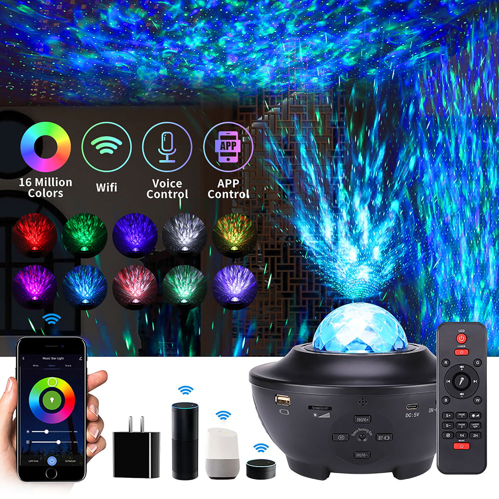 Details about   2 in 1 Starry Ocean Projector Star Night Light with Bluetooth Music Speaker 