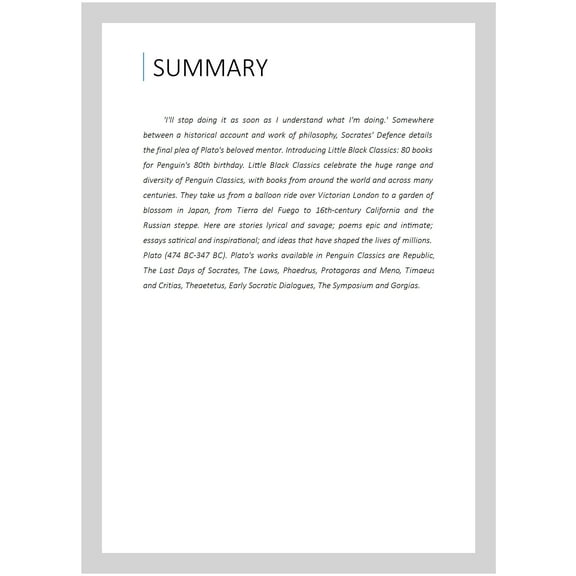 Socrates' Defence Plato (Paperback)