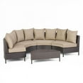 thumbnail image 6 of Noble House Newton 8 Seater Round Wicker Sectional Sofa Set Dark Brown/Beige, 6 of 14