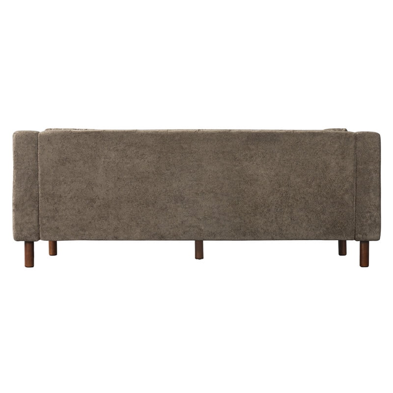 78" Modern Upholstered 3-Seater Sofa with Solid Wood Legs, Chenille Soft Couch with Square Arms & Tufted Pillow Back