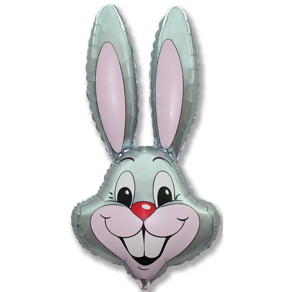 37" GREY GRAY Rabbit Bunny Head Shaped Easter Basket Stuffing Gift Baby Foil Mylar Balloon